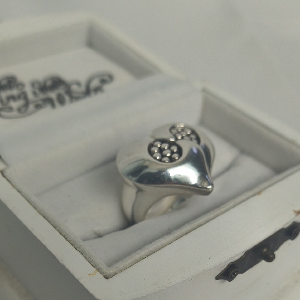 Sterling Silver Heart Ring Solid 925 - image 2